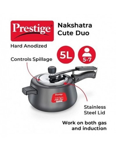 Prestige Nakshatra Cute Hard Anodised Svachh Pressure Cooker 5 L