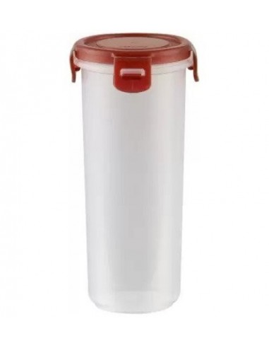 POLYSET Super Locked Tall Round Container Brown Lid Transparent Bottom 600 ml Plastic Utility Container