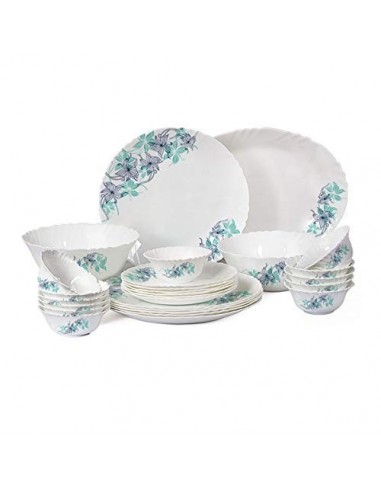 Cello Imperial Blue Buster Opalware Dinner Set - Pack of 33 Pcs