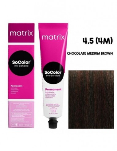 Matrix socolor permanent cream hair color 4.5 chocolate medium brown 4m 90gm