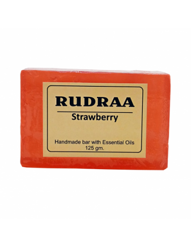 Rudraa Forever Strawberry Handmade Bar(Soap) With Essential Oils 125 gm