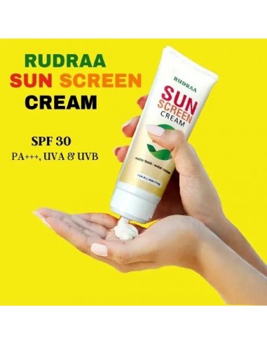 Rudraa Sunscreen Cream SPF 30 PA+++ UVA & UV Ingredients: Lemongrass Packaging Size: 100gm