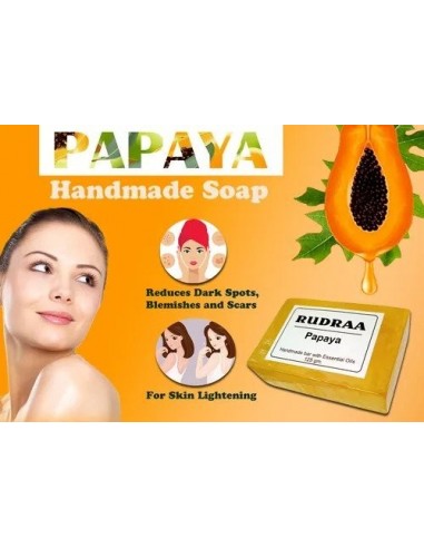 Rectangular Rudraa Papaya Handmade Soap  125 Grams