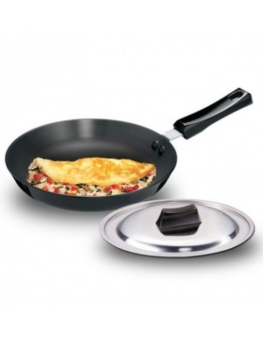 Hawkins Futura Hard Anodised Frying Pan with Stainless Steel Lid Capacity 1.5 Litre Diameter 25 cm Thickness 4.06 mm Black AF25S